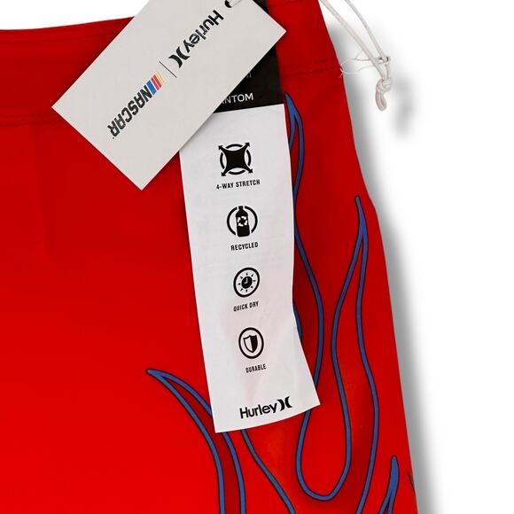 Hurley Nascar Phantom Eco Flames Swim Trunks Boardshorts Sz 36 Checker Flag 18" - Picture 8 of 9